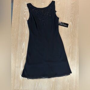 Brand New Black Sleeveless Dress with Beaded Design